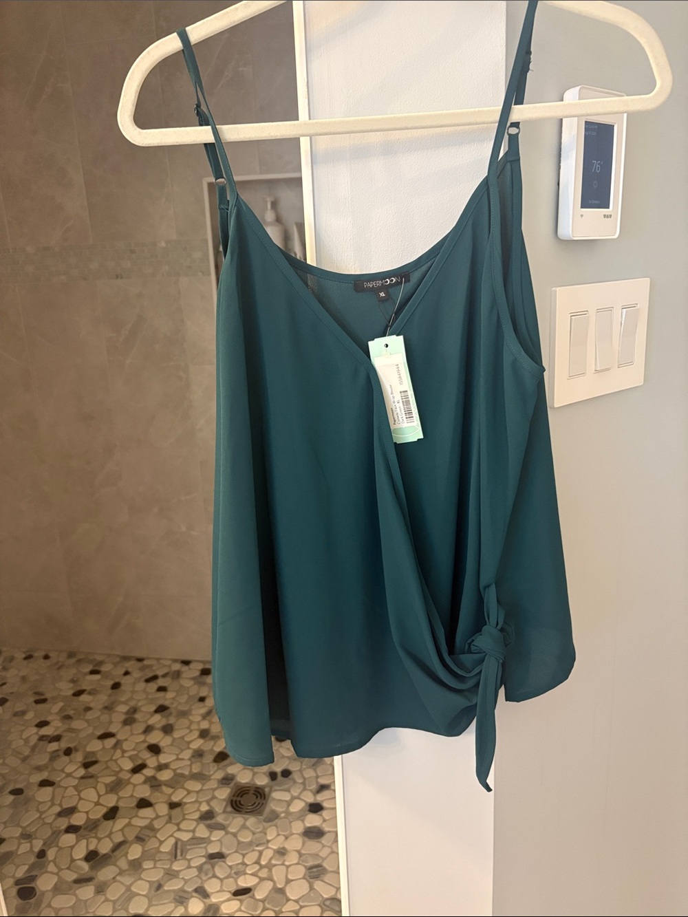 Paper Crane Teal Knot-Front Spaghetti Strap Camisole